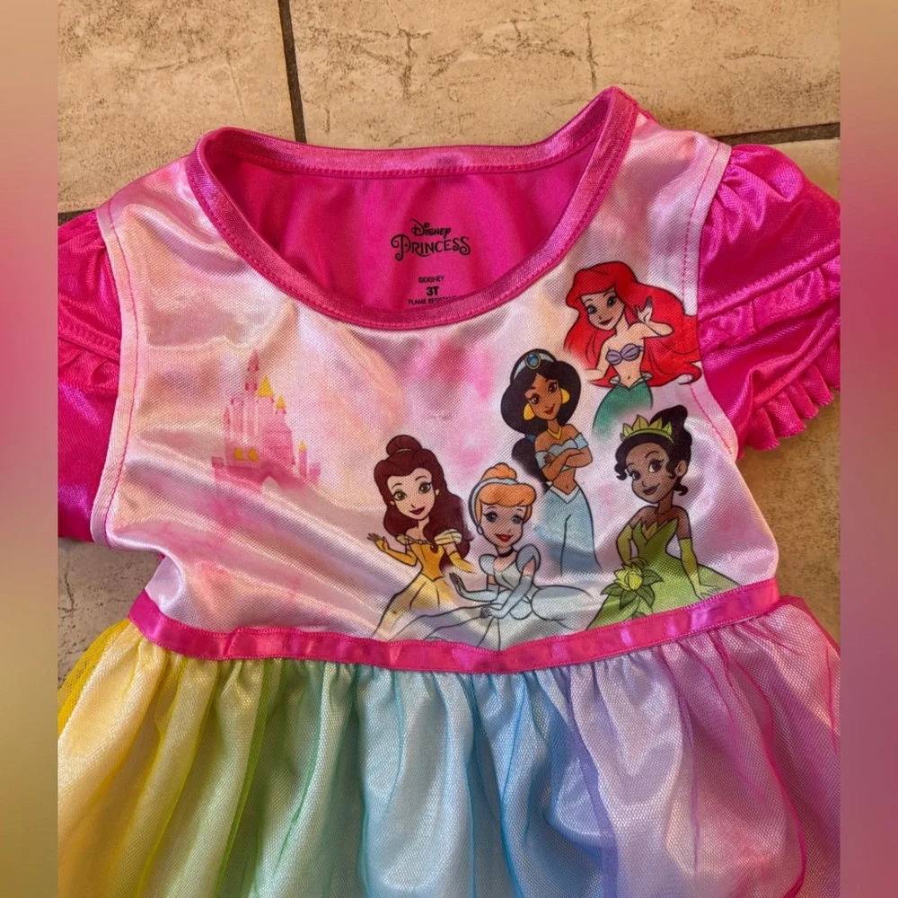 Disney Princess 👑 night gown play dress rainbow tulle 3T - Picture 2 of 2